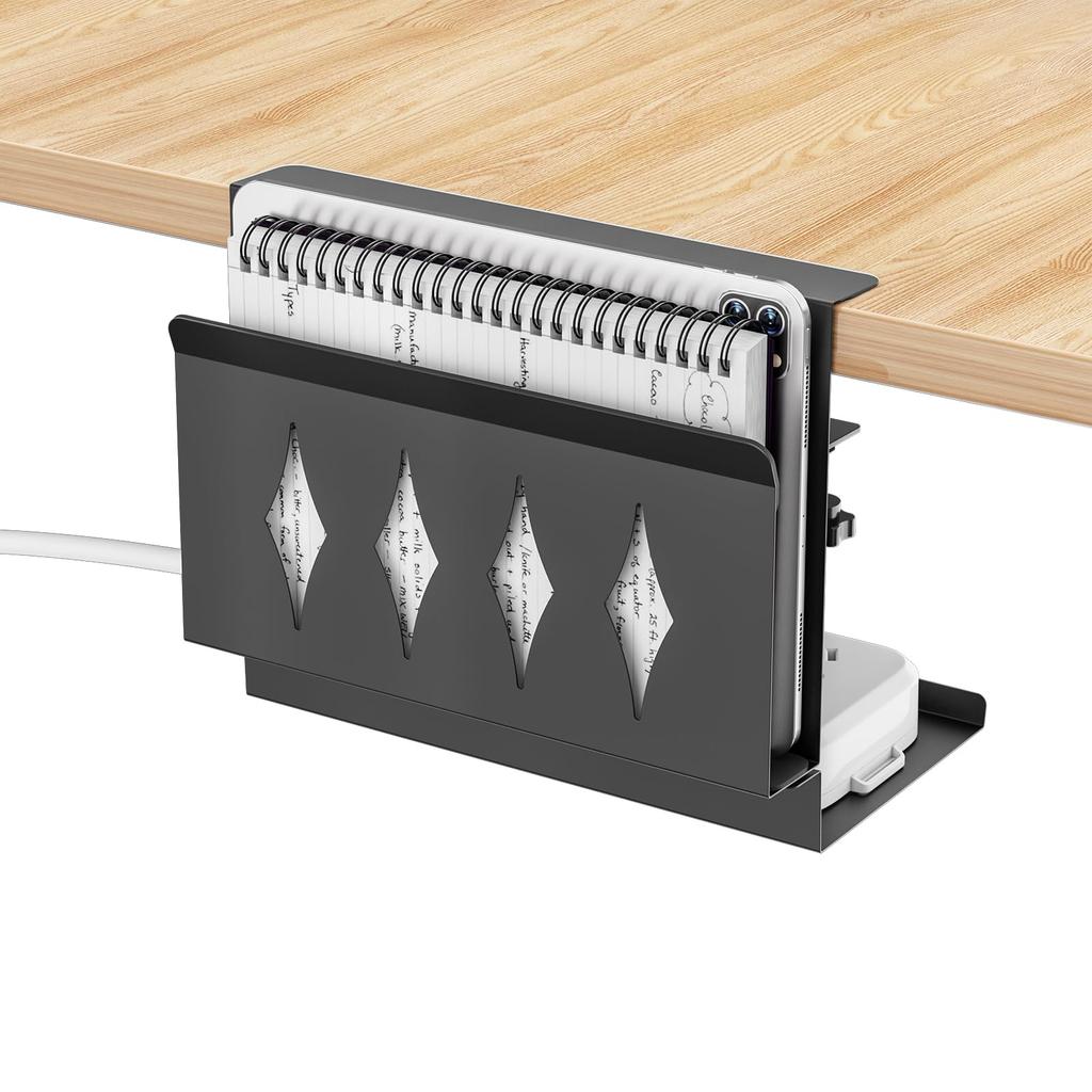 BOIVSHI Desk Side Storage, Tabletop Storage, Desk Storage, Desk Storage, Under-Desk Storage, with Cable Tray, 6kg Weight Capacity, Black