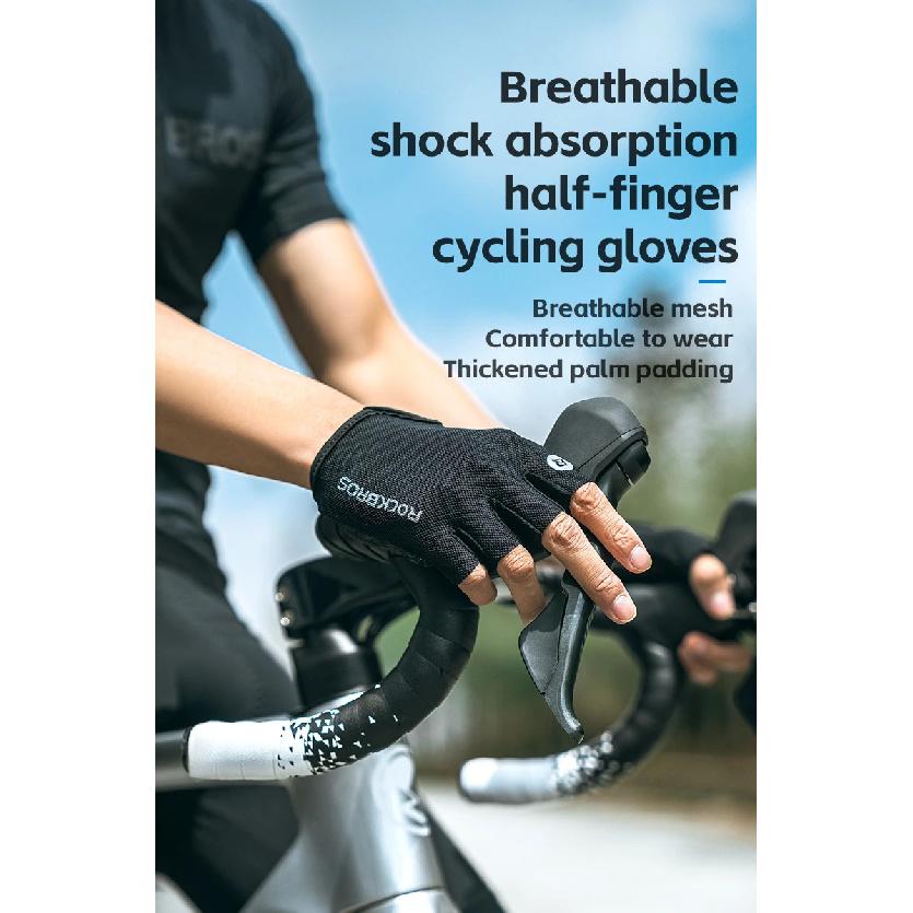 ROCKBROS Bike Gloves Half Finger Summer Breathable Anti-slip SBR Pad Shockproof MTB Road Bicycle Gloves Cycling Shorts Gloves
