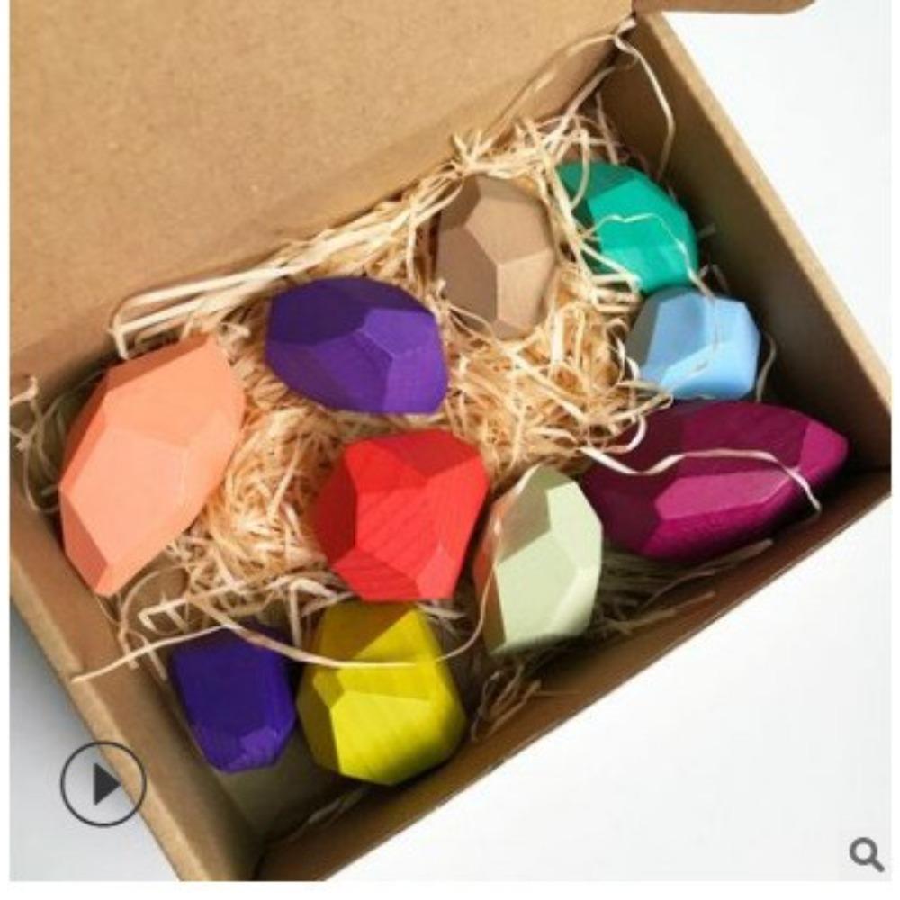 Wooden children's Nordic ins wind colored stone stacking music boys and girls indoor ornaments early education educational toys