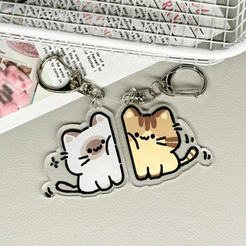 1Pair Cute Cat Keychain Pendant, Matching Couple Backpack Keychain