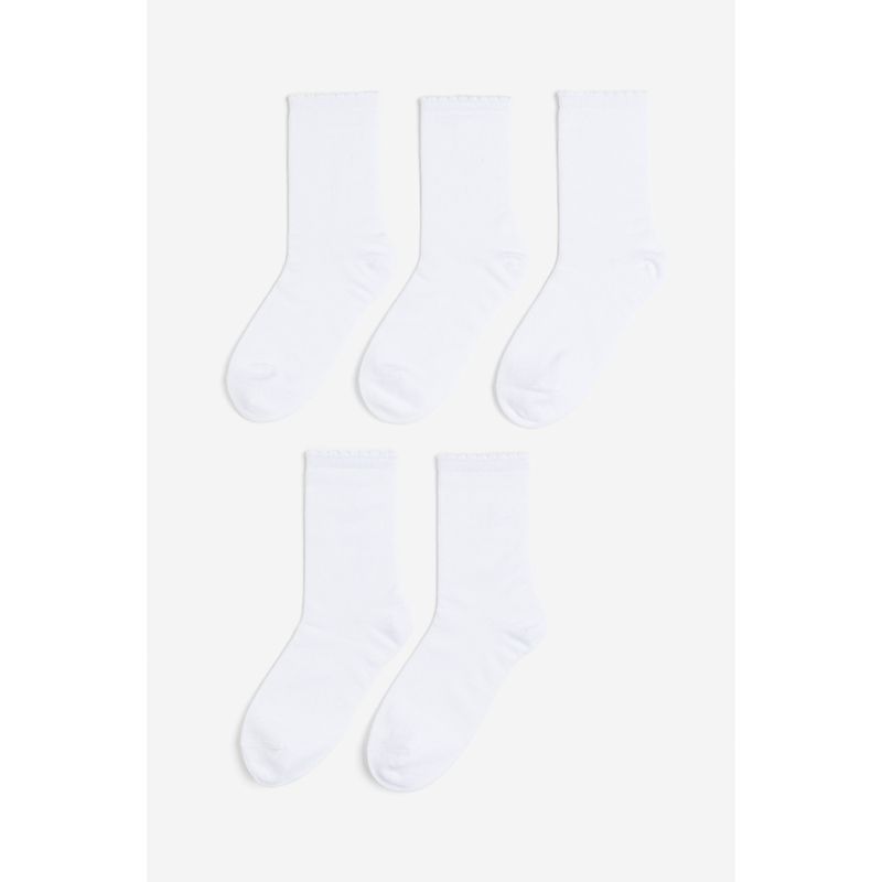 

HM Women s Socks 5 Pairs Autumn Soft Simple and Comfortable Fine Knitted Socks 1197409 White 21-22
