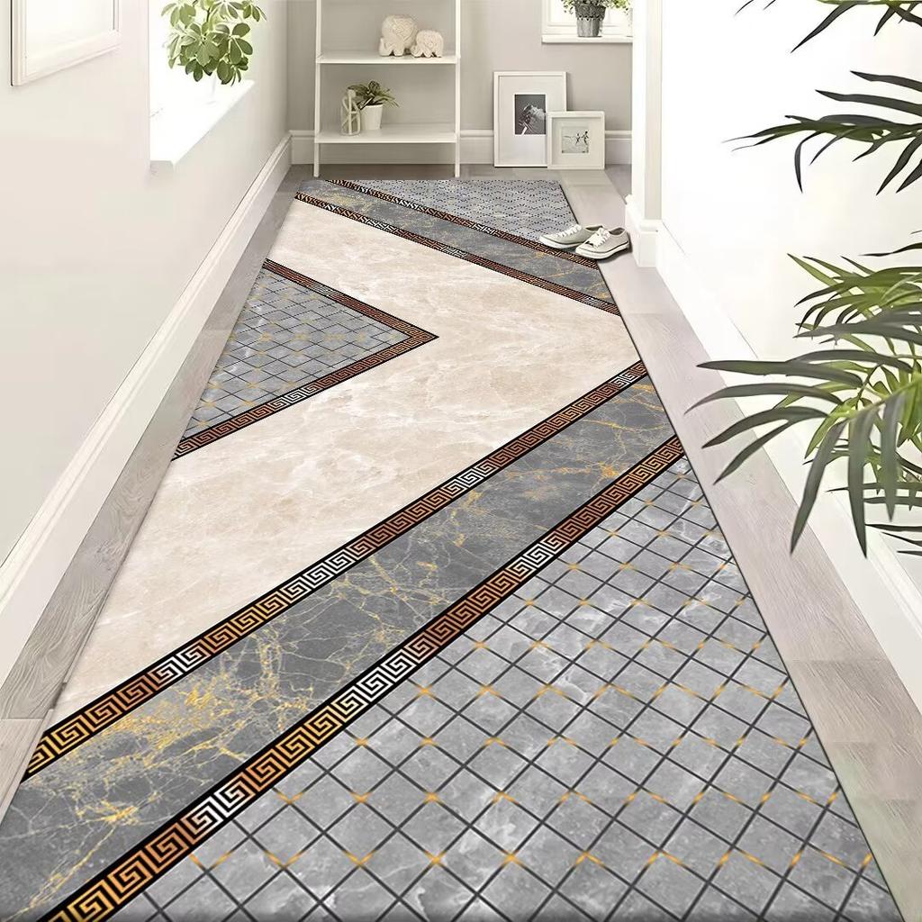 Luxury Golden Long Corridor Carpet Non-slip Washable Hall Runner Carpets Stairway Rug European Style Aisle Carpet Customizable