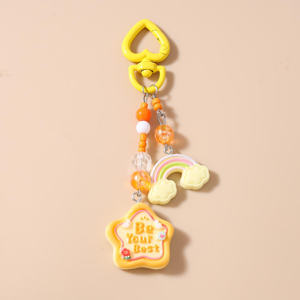 Cute Resin Star Love Heart Key Chain Women Girls 3D Bear Key Ring Pendants for Handbag Charms DIY Kid's Jewelry Gift
