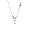 S999 Sterling Silver Butterfly Tassel Necklace with Colorful Diamonds & Moonstone, High-End Design for Women.