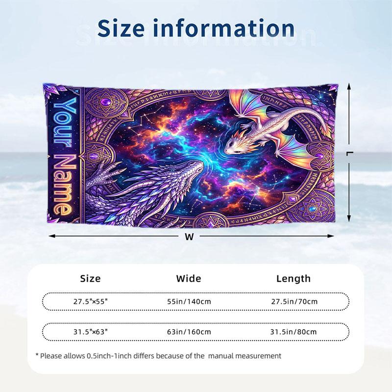 Dragon Phoenix Theme Beach Towel Personalized Custom Name & Text Soft Quick Dry Beach Towel for Swimming Travel