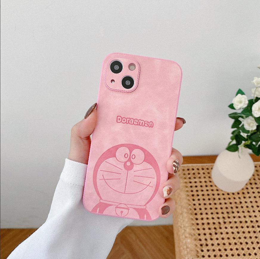 Doraemon Leather Texture Case for iPhone 17 Air/16 Pro Max 16 Pro Max розовый