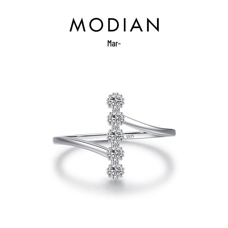 Niche Irregular Design S925 Sterling Silver Zircon Ring for Women - Fashionable & Unique Size 5
