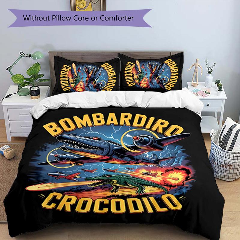 3pcs Italian Brainrot characters8 pattern bedding set duvet cover set includes duvet cover &pillowcases, perfect all season bedroom decoration & gift