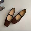 Fashion SUOJIALUN 2025 Autumn New Brand Women Flat Shoes Fashion Square Toe Shallow Slip On Mary Jane Shoes Soft Flat Heel Boat Shoes