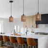 3-Pack Woven Paper Rope Pendant Lights With E26 Base - Rustic Adjustable Height (0-53 Inch) Chandelier for Dining Room & Bedroom