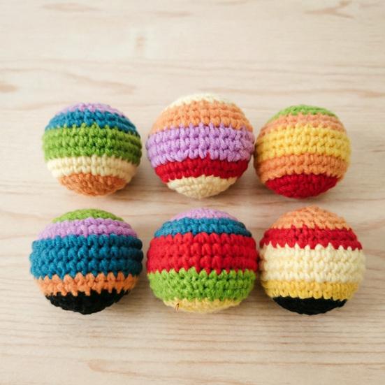 Handmade Knitted Footbag Sack, Outdoor Play Multicolored Crochet Bag Woven Kickball Toy, Colorful Juggling Balls for Kids, Adults,