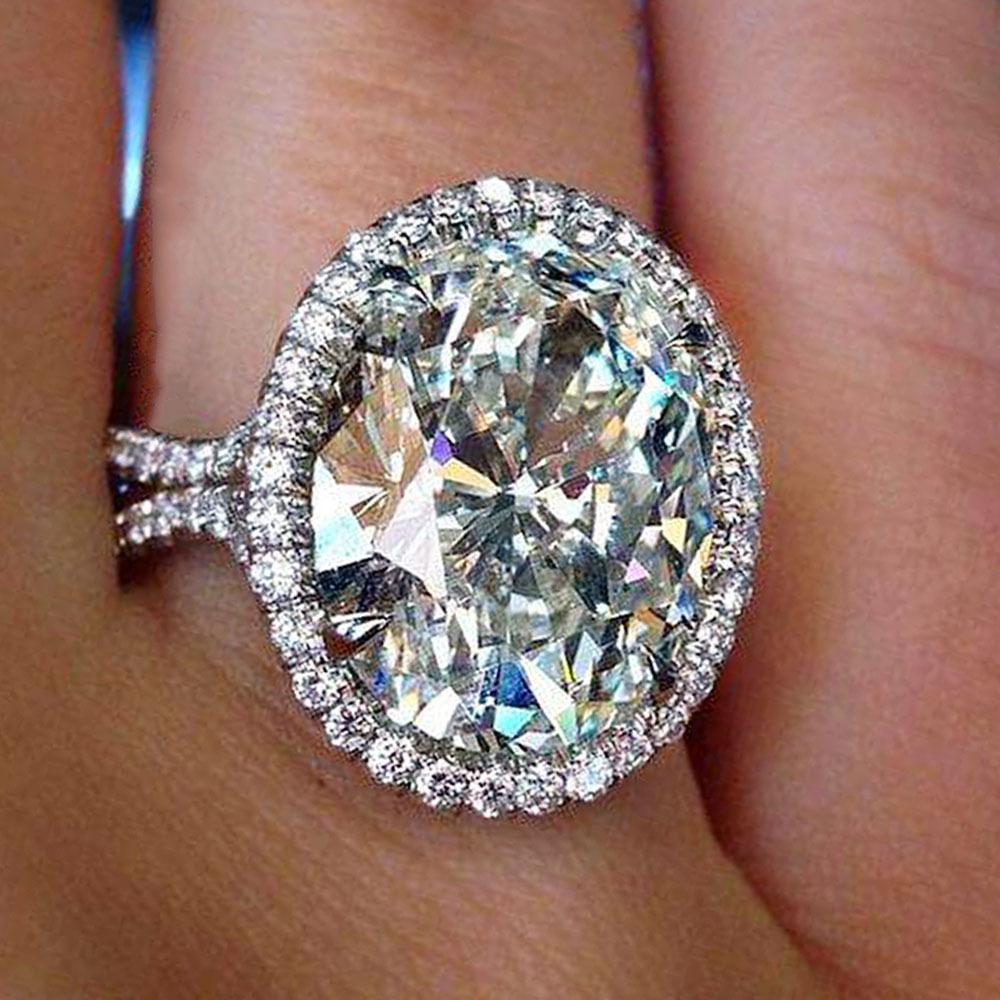 New Luxury Big Oval Cubic Zirconia Crystal Rings Women Wedding Accessories High-quality Silver Engagement Bands Jewelry