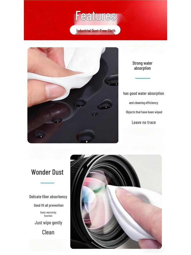Lint-Free 3008 Microfiber 4x4 Wiping Cloth for Phone, Lens & Screen Dust Removal