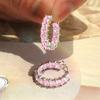 Huitan Fashion copper Color Cross Hoop Earrings for Women Full Crystal Cubic Zirconia Statement Female Earrings Trends Zircon