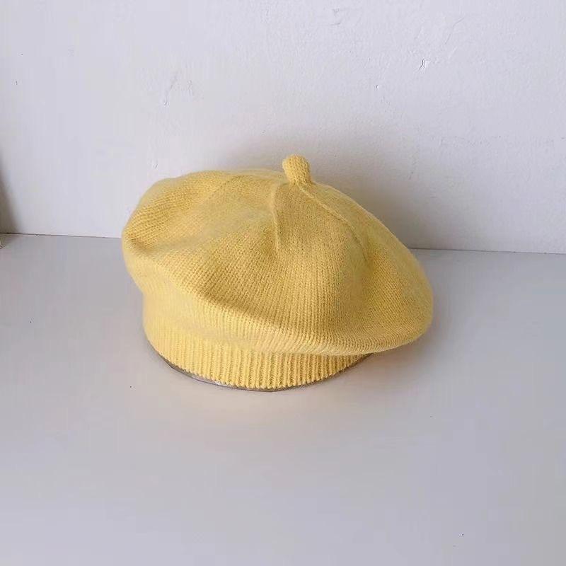 Baby Hat Spring and Autumn Baby Girl Beret Infant Wool Hat Autumn and Winter Children's Painter Hat Knitted Hat