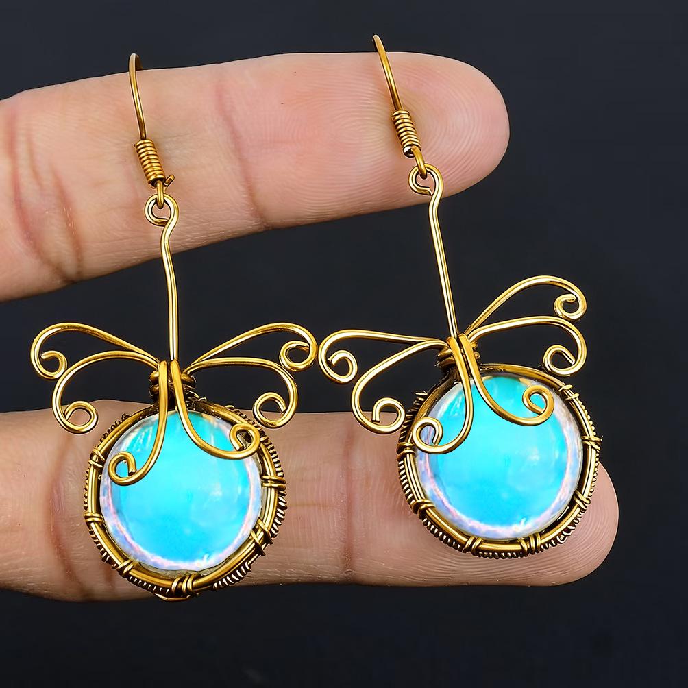 Gold-Plated Butterfly Earrings with Luminous Stone – Trendy Fashion Accessories for Women