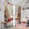 2pcs,2D Plane Printing Curtains Snowy Celebration Durable Polyester (without Rod) Holiday Perfect for Living Room & Office Decor