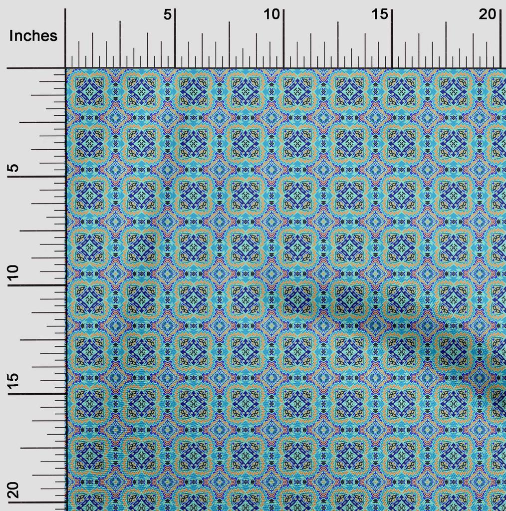 oneOone Georgette Viscose Aqua Blue Fabric Tribal Sewing Craft Projects Fabric Prints By Yard 42 Inch
