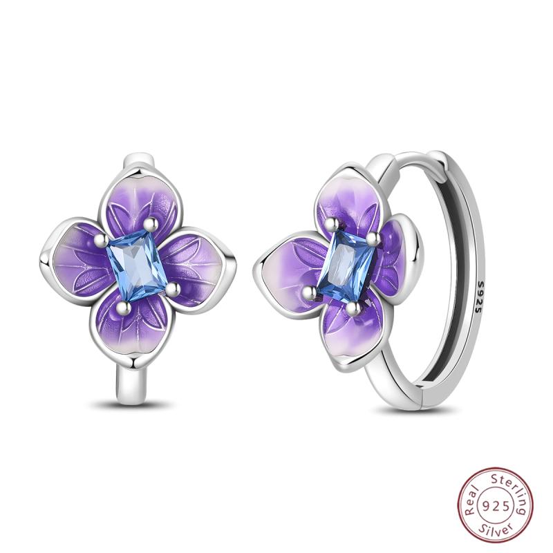 Sweet 925 Silver Ladybug Butterfly Dragonfly Iris Flower Design Earrings Fit Wedding Parties Exquisite Jewelry