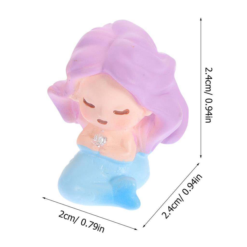 10Pcs Smooth Resin Mermaid Statue Artistic Home Decor Desktop Tabletop Fish Tank Car Dashboard Garden Sand Table Mini Beach