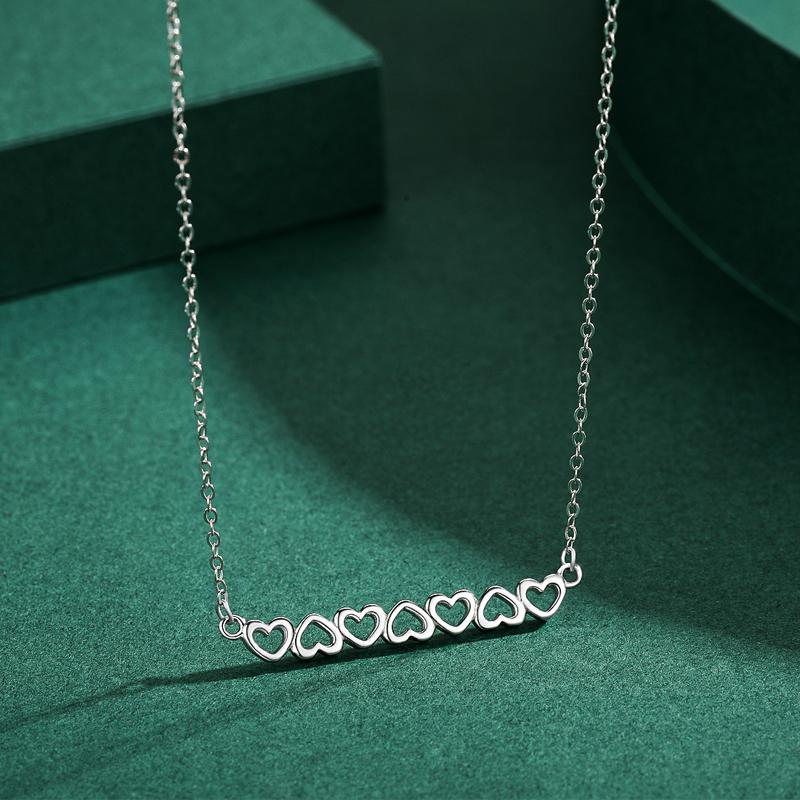 MODIAN 3 Color Hearts Fashion Necklace Solid 925 Sterling Silver Romantic Love Chain Necklaces For Women Wedding Jewelry Gifts