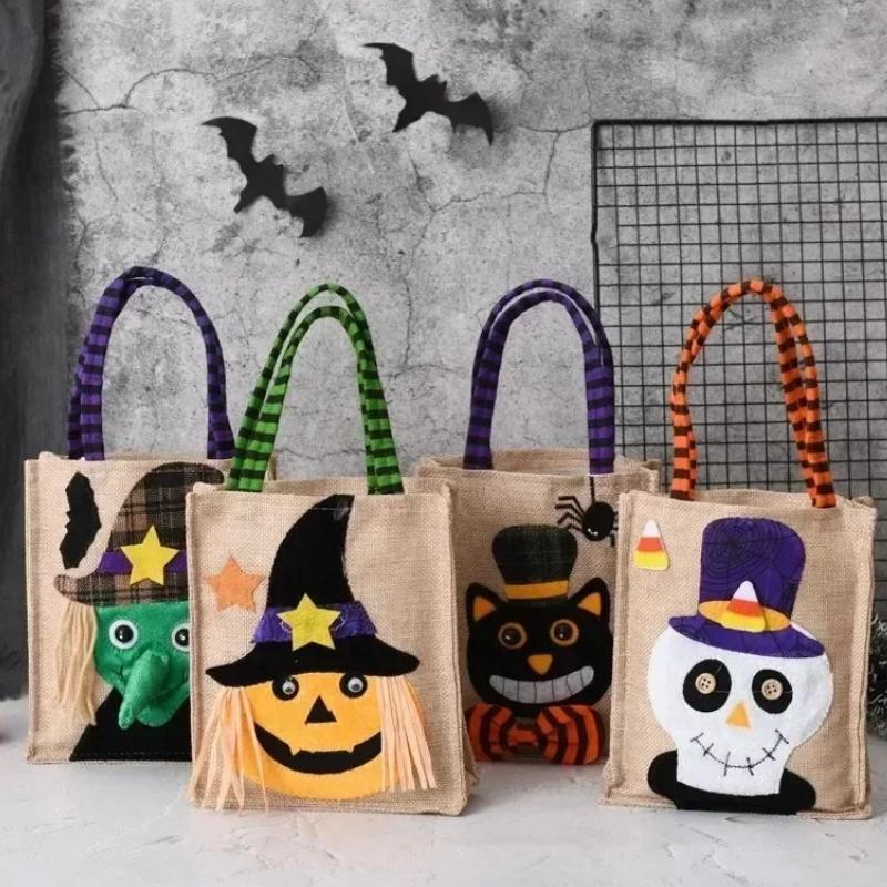 1-10PCS Halloween Gift Bags Treat Bags with Handles Party Favors Candy Supplies Decorations for Children School Events Use