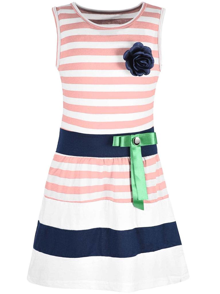 Girls Summer Dress Striped with Bow
