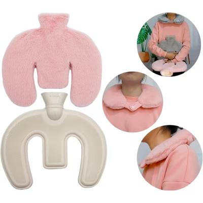 Plush U Shaped Hot Water Bottle Neck Heating Wrap Winter Warm Hand Pocket Reusable Portable Hot Water Bag for Pain Relief Hot