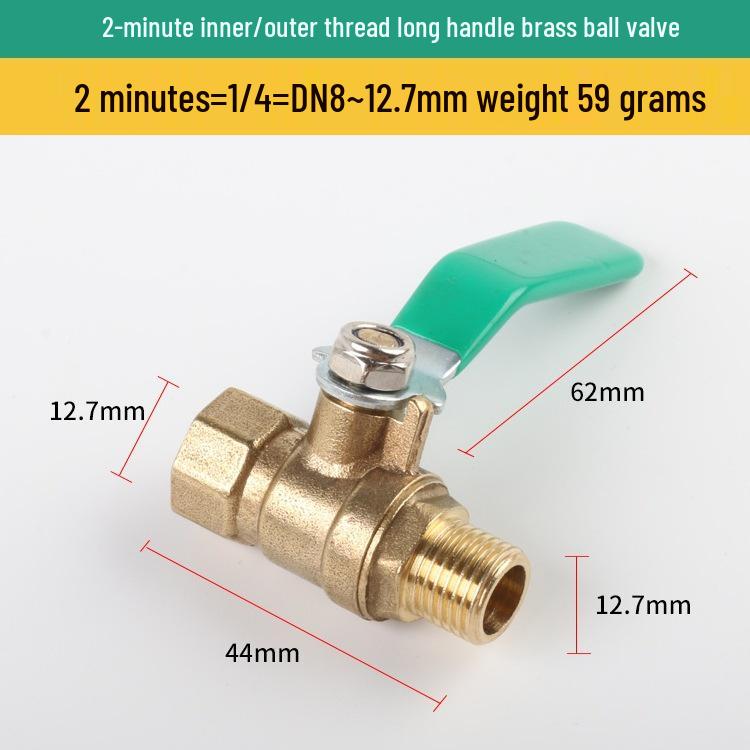1/2'' Thickened Copper Ball Valve with Pneumatic Female & Male Threads for Water & Air Compressor Systems