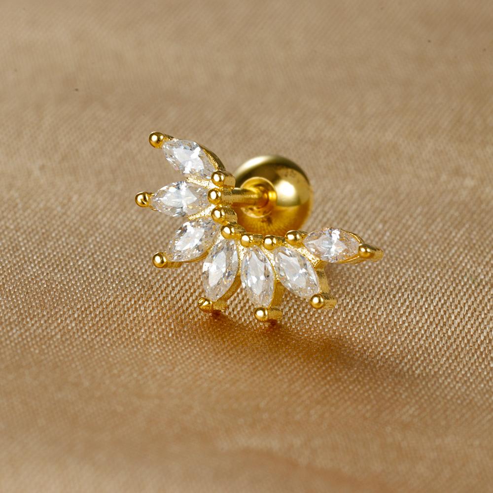 1 Stück Edelstahl Mond Kreuz Kleine Ohrstecker Winziger Zirkonia Ohrläppchen Tragus Helix Knorpel Piercing Ohrring Schmuck