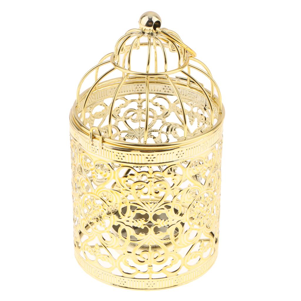 Vintage Birdcage Tealight Candle Holder Iron Decorative Lantern Pillar Candle Stand for Home Wedding Party