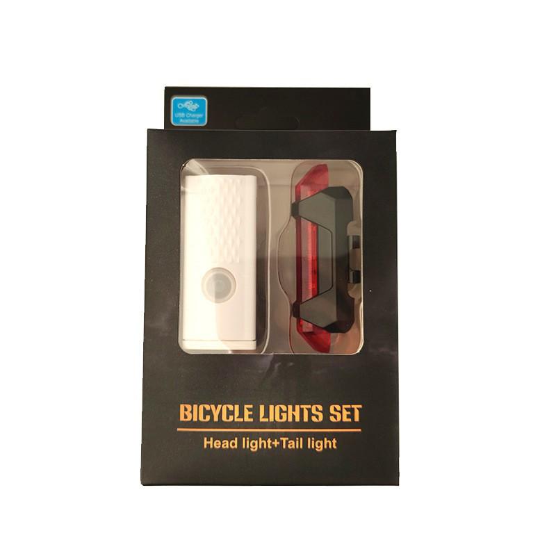 USB Rechargeable Bicycle Light Set: Super Bright Front and Rear Lights for Night Riding and Outdoor Cycling.