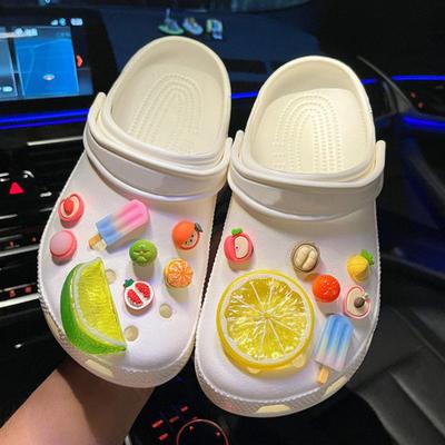13/14/15Pcs Set Diy 3D Fruit  Cyan Lemon Hole Shoe Charms Shoe Decoration Buckle Accessories Girl Gift