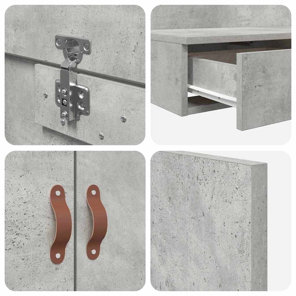 Storage Bed Frame Concrete Grey 120 cm Wood Based Material