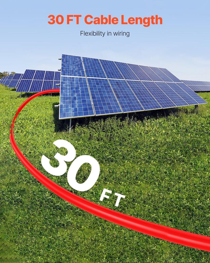 9,14m/30FT Solarmodul-Verlängerungskabel mit Buchsen- und Steckeranschlüssen 6mm²/10AWG 1 Paar