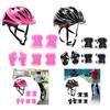 7Pcs/Set Kids Bicycle Helmet Sturdy Roller Skating Helmet for Skateboard Bike Riding Outdoor Sports Inline Skating Roller Skate