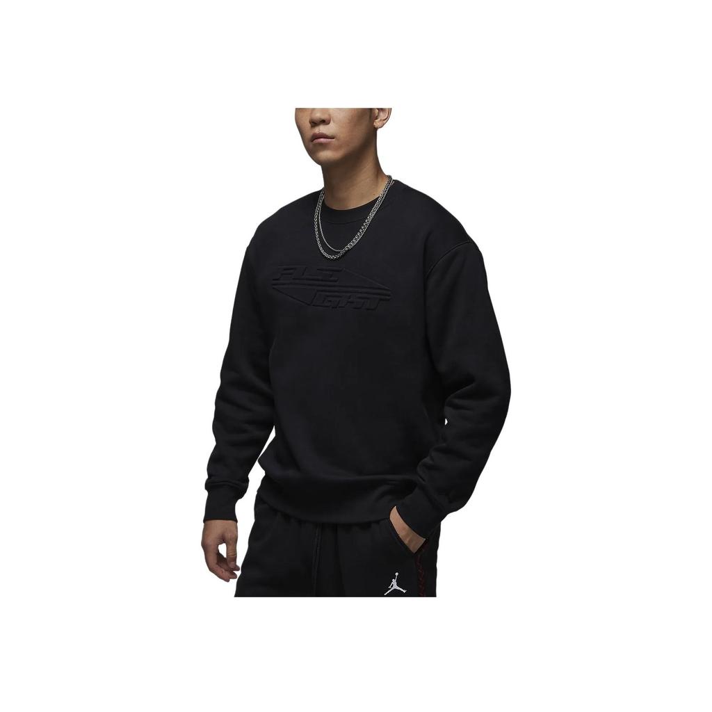 Jordan Mvp Logo Pattern Solid Color Fleece Crewneck Sports Long Sleeve Sweatshirt Men Sweatshirt Black Sail FV7234-010