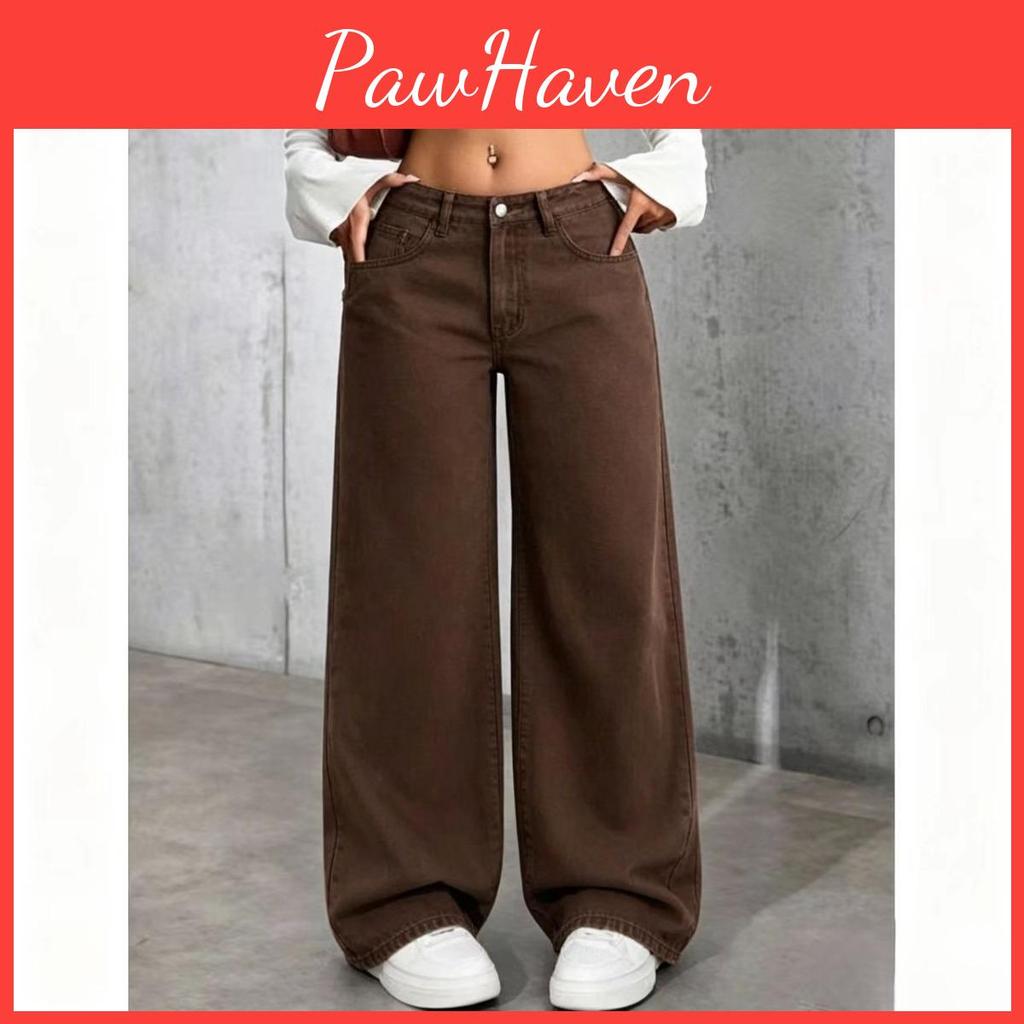Waist Womens High Straight Leg Jeans Loose Wide Leg Denim Pants Acid Washed Light Blue Stretchy Jeans With Pockets Casual Office Work Trousers