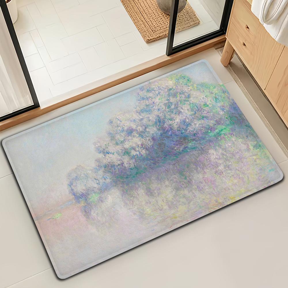 Felpudo de Puerta Alfombra de Piso Decorativa Versátil de Franela Secado Rápido Absorbente Suela Antideslizante Microfibra de Baño Pintura al Óleo Lotus M-Monet