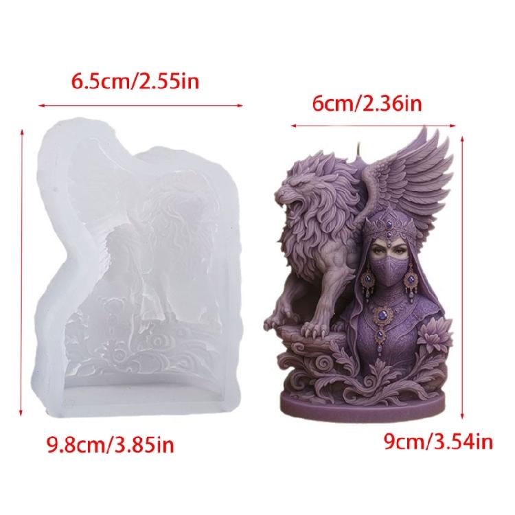 Sturdy Lioness Wing Masked Woman Silicone Candle Mould For Enthusiasts And Craft Lovers