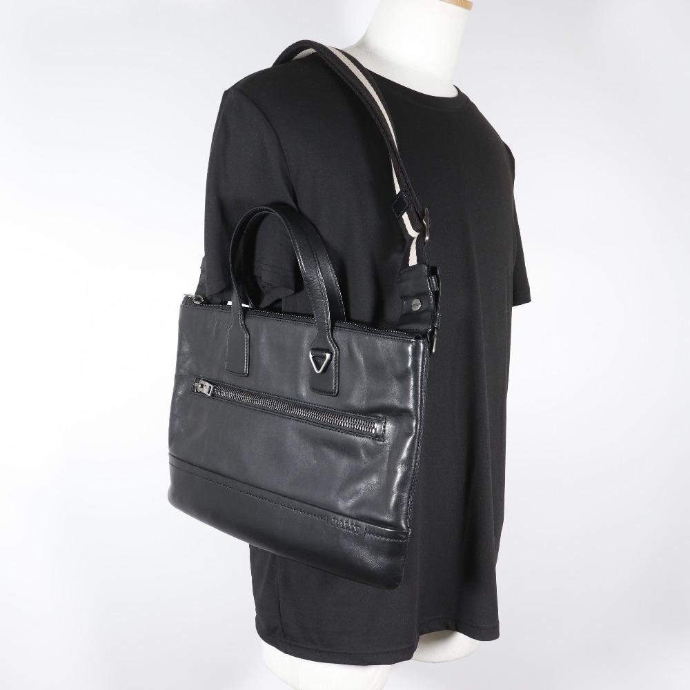 BALLY TAS Business bag 2WAYShoulder black leather mens Used