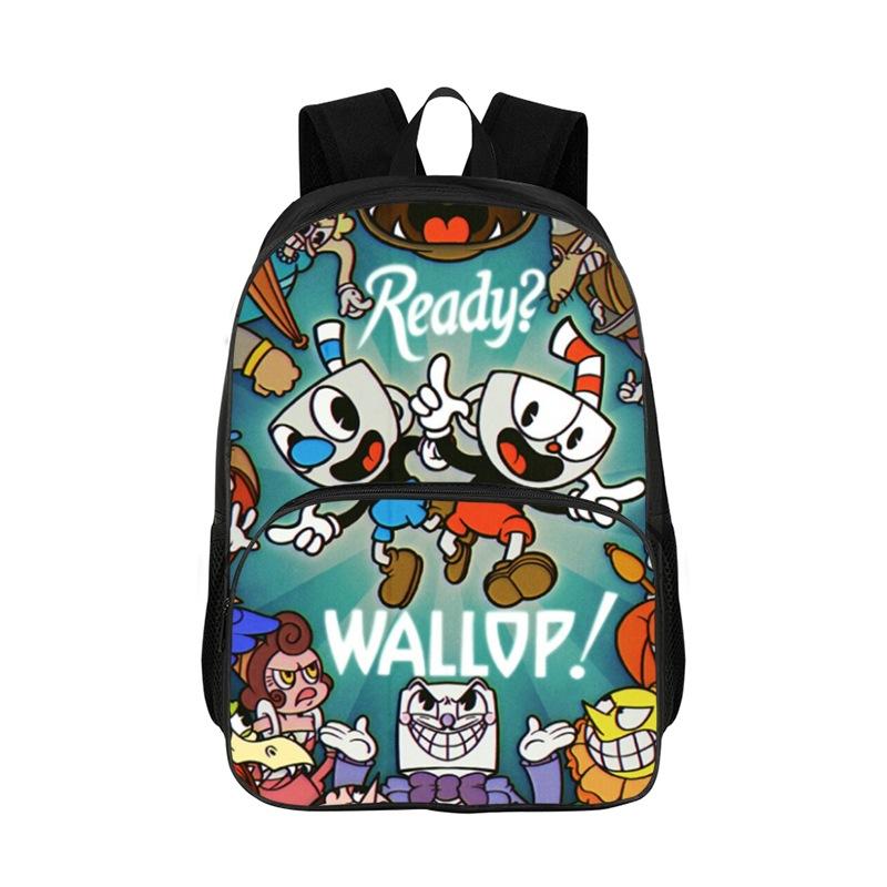 Zaino Scolastico per Studenti delle Scuole Elementari con Stampa di Cuphead Anime Zaino Scolastico da 16 Pollici Zaino per Bambini Cartone Animato Cuphead Zaino per Ragazzi Ragazze Mochlia