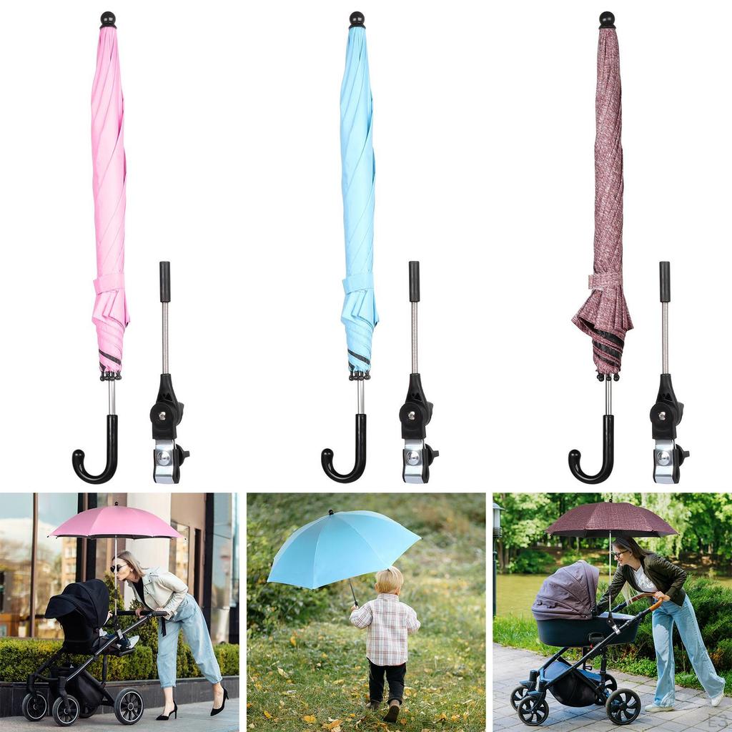 33" Baby Pram Umbrella, Stroller Umbrella with Adjustable Fixing Clamp, Sun Cover for Bike