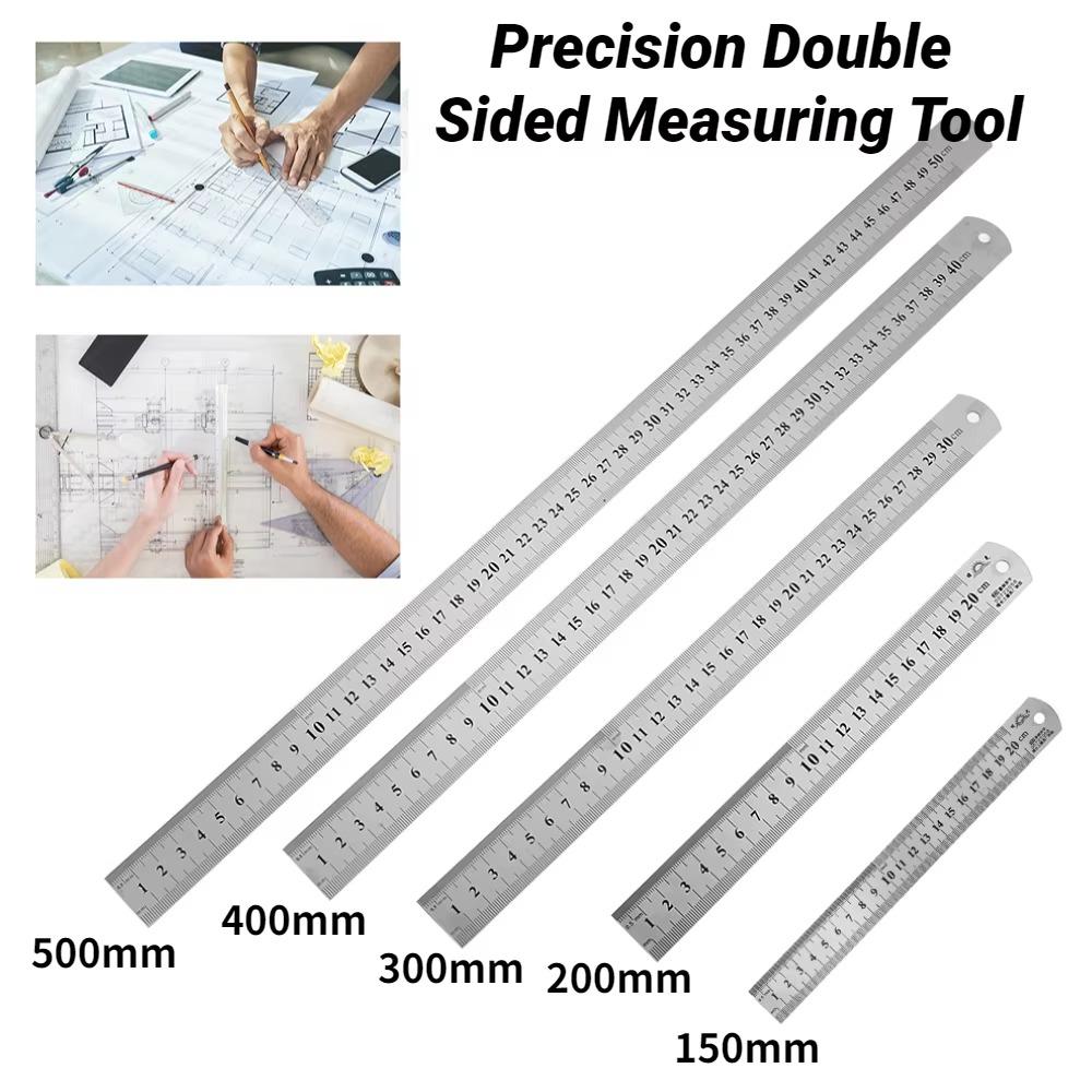 300mm/500mm Stainless Steel Ruler Straight Edge Ruler with Inch & Metric Centimeter Millimeter Ruler Precision Measuring Ruler