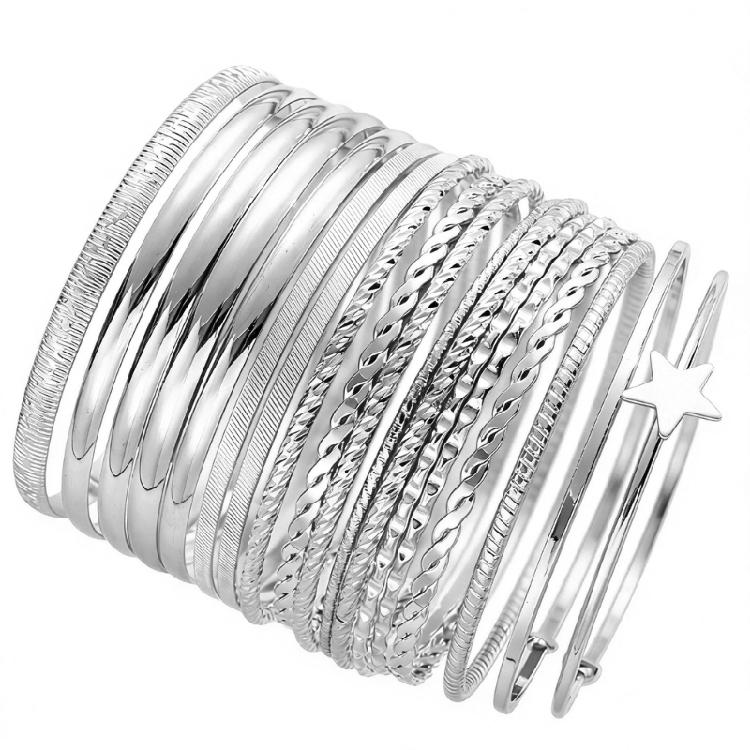 18 Stück Schwarz Beschichtetes Eisen Gedrehte Stern Armbänder Set Tragbar und Stilvoll für Jeden Anlass