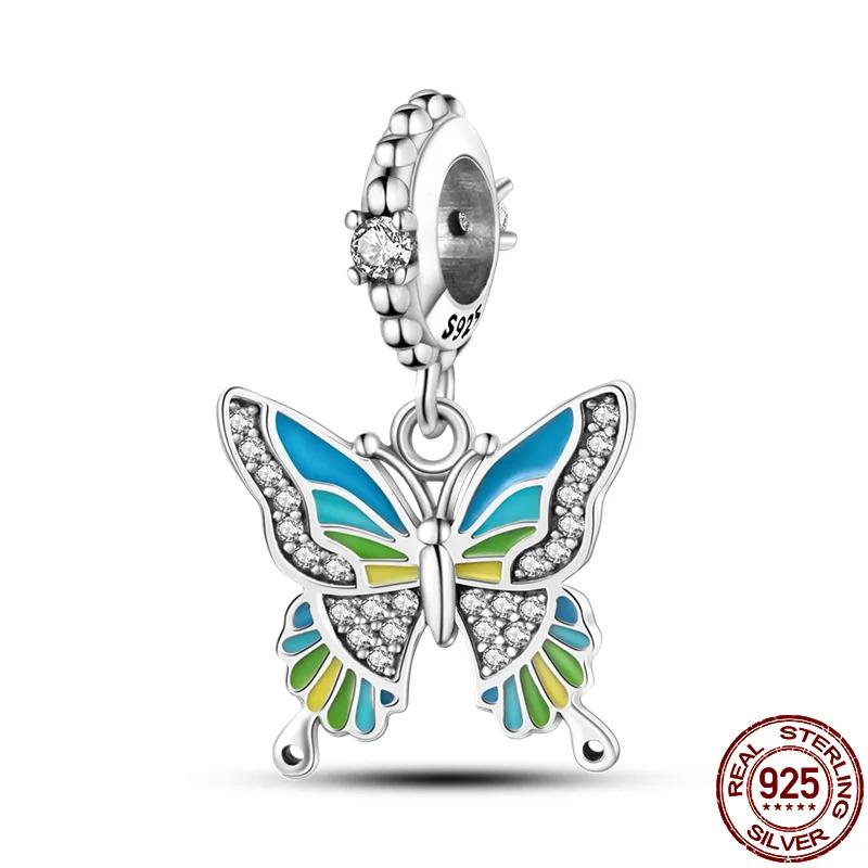 Blue Butterfly Animal Charm Bead Components Compatible With Authentic Original Bracelet High Quality Fine Jewelry Necklace Copper Metal Bead