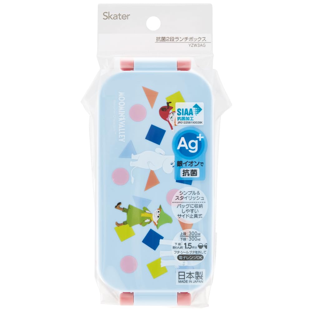 Skater Moomin Anime Lunch Box, 23 Capacity, 600ml, 2-Tier, Women's, Made in Japan, YZW3AG-A