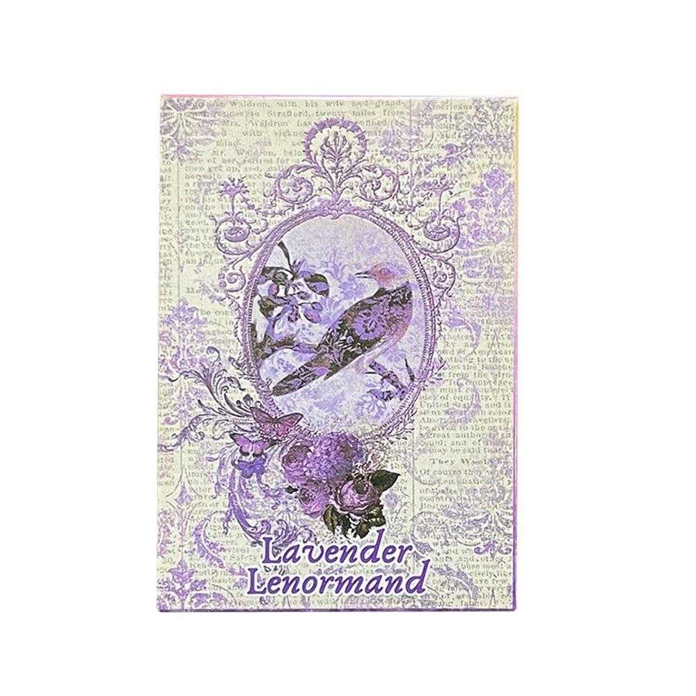 Levandulový Lenormandský balíček - 36 karet s vintage botanickými ilustracemi, 9*6cm Shabby Chic Fialová Estetika Alternativa k Tarotu