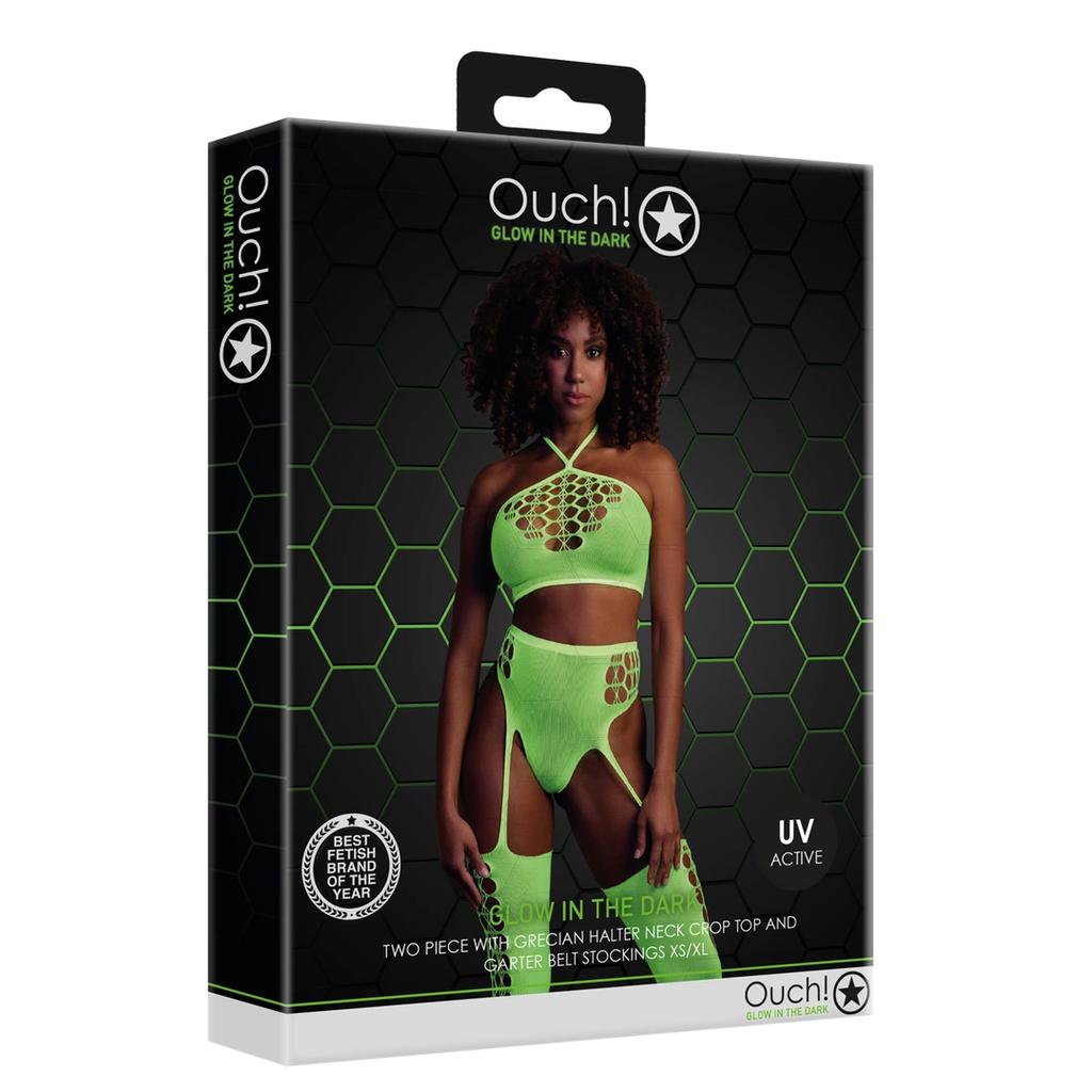 Two-piece bodysuit with crop top and stockings XS/L Ouch! by shots