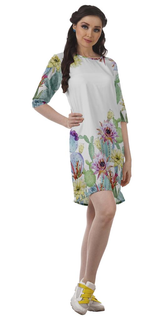 Moomaya Printed 3 4 Sleeve Winter Dresses For Women Scoop Neck Short Swing